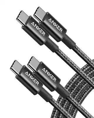 Anker - USB C to USB C Cable, 2-Pack 6 FT (1.8 m) Type C 100W Charger Cord
