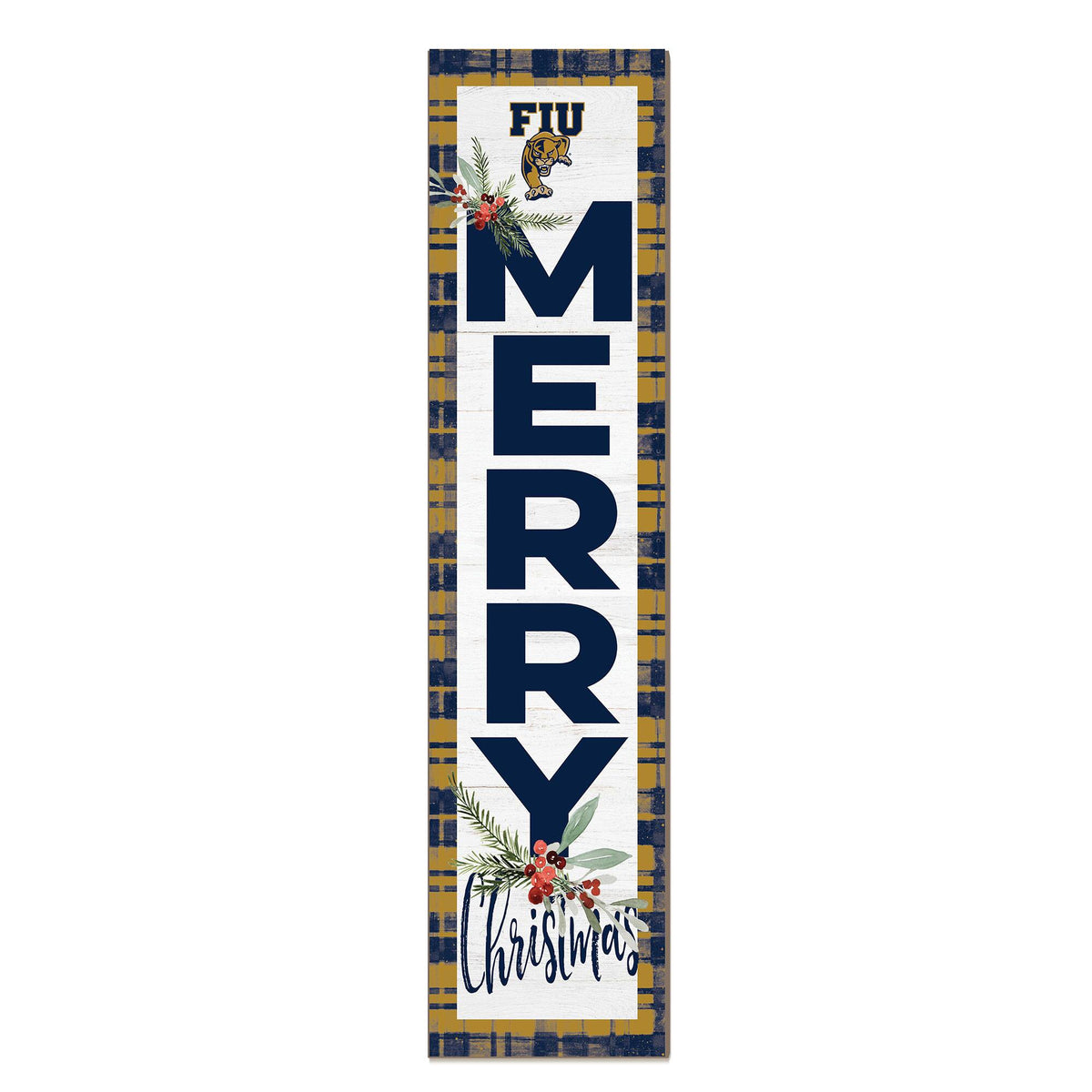 Jardine - FIU Panthers 12'' x 48'' Outdoor Merry Christmas Leaner - White