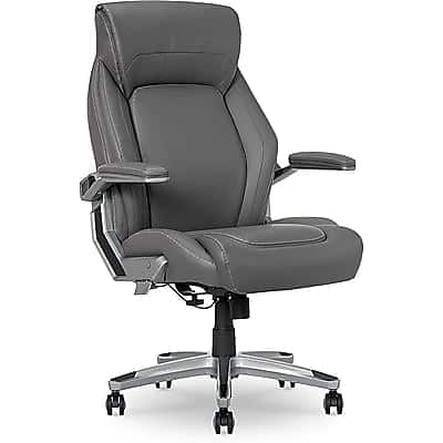 Front. La-Z-Boy - La-Z-Boy Meyer Ergonomic Bonded Leather Swivel Executive Chair, Gray (60082-GRY) - Gray.
