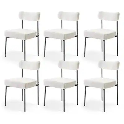 VEVOR - Boucle Dining Chairs Set of 6, Mid Century Modern Sherpa Accent Chairs, Upholstered Side Chair for Dining Table