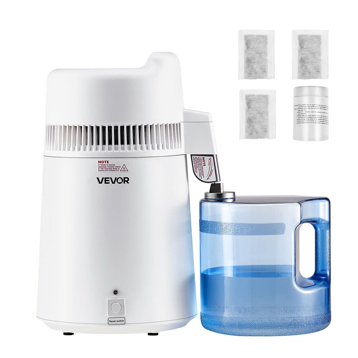 VEVOR - Water Distiller, 6L 1.6 Gallon Larger Pure Water Purifier Filter For Home Table Countertop, 900W Plastic Distilled Maker - White