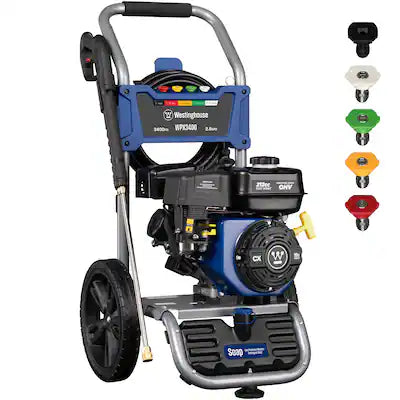 Westinghouse - 3400 PSI 2.6 GPM Gas Powered Axial Cam Pump Cold Water Pressure Washer with Soap Tank and 5 Quick Connect Tips