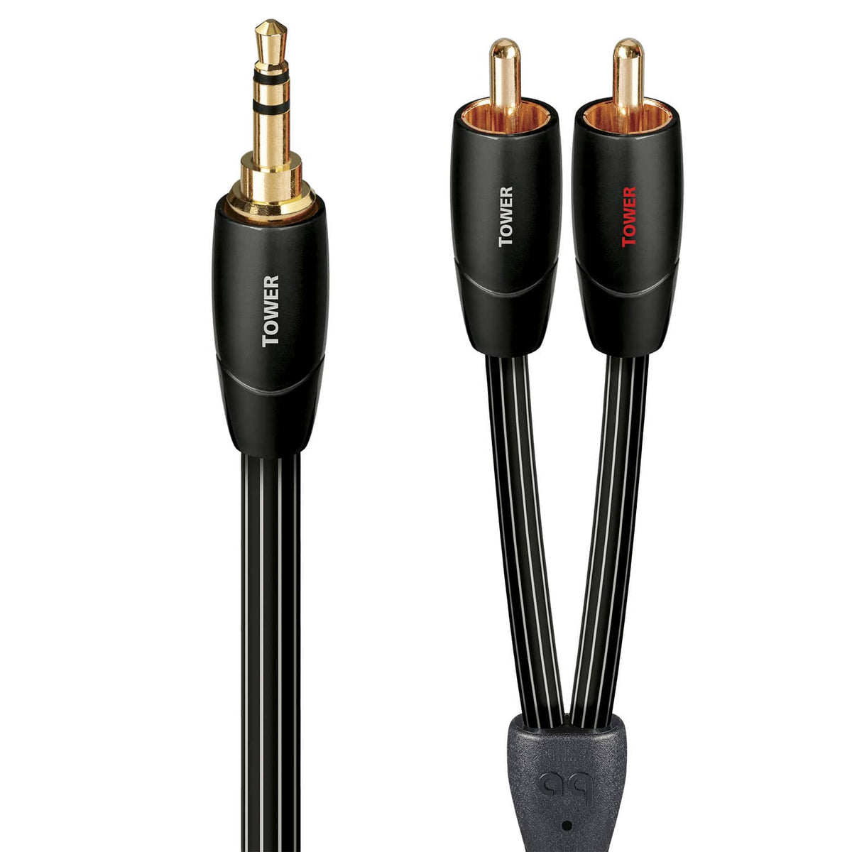 AudioQuest - Tower 3.5mm Mini > RCA 9.8' Analog Audio Interconnect Cable - Black with White Stripes
