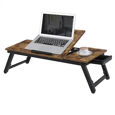 Songmics Home - Laptop Desk, Bed Sofa Breakfast Tray, Adjustable Tilt Top, Right-Left Handed, Adjustable Folding Legs, Drawer