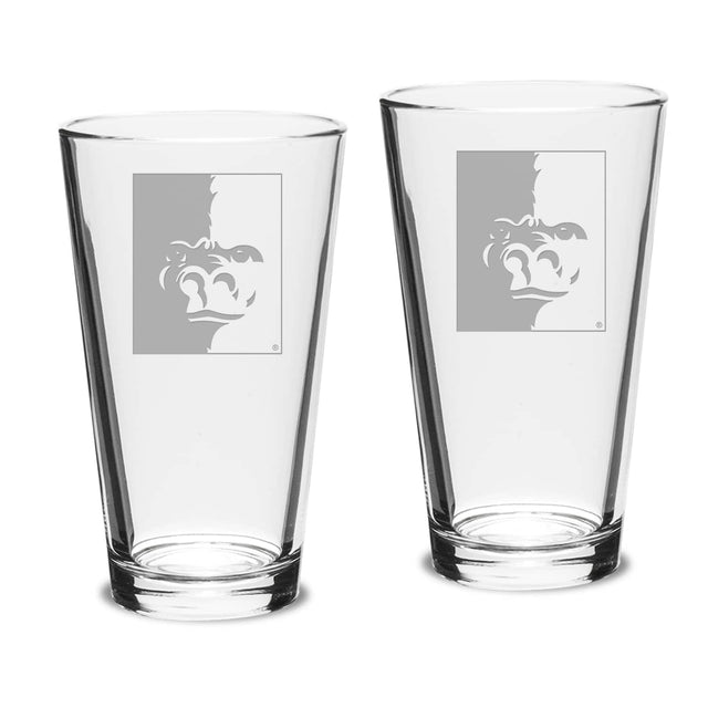 Front. Jardine - Pittsburg State Gorillas Team Design Two-Piece 16oz. Classic Pub Glass Set - Multicolor.