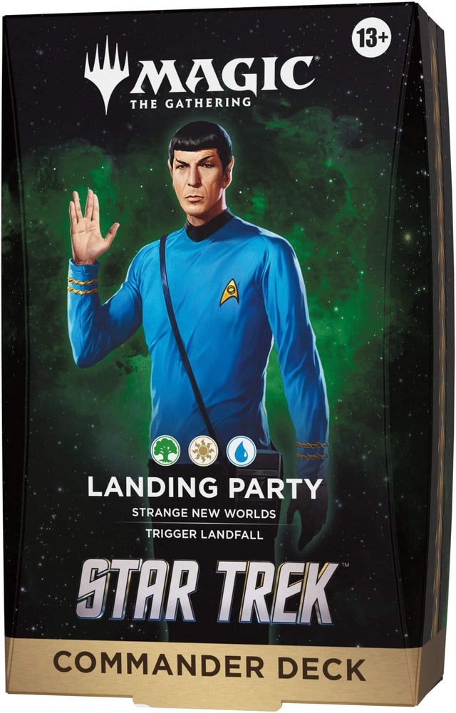 13+ MAGIC THE GATHERING LANDING PARTY STRANGE NEW WORLDS TRIGGER LANDFALL TM STAR TREK COMMANDER DECK