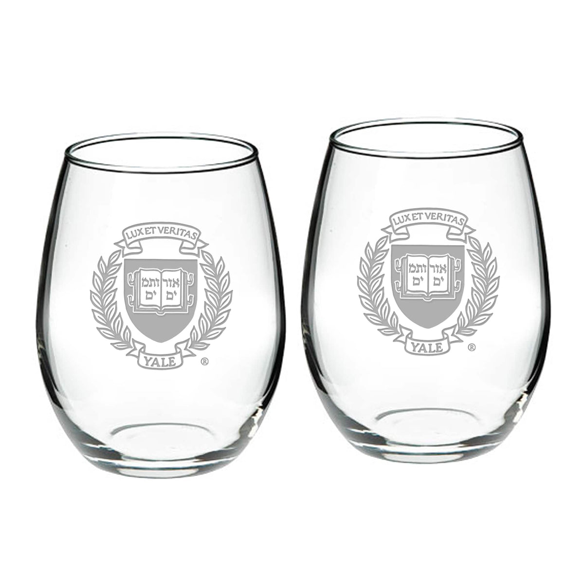 Jardine - Yale Bulldogs 2-Piece 21oz. Stemless Wine Glass Set - Multicolor