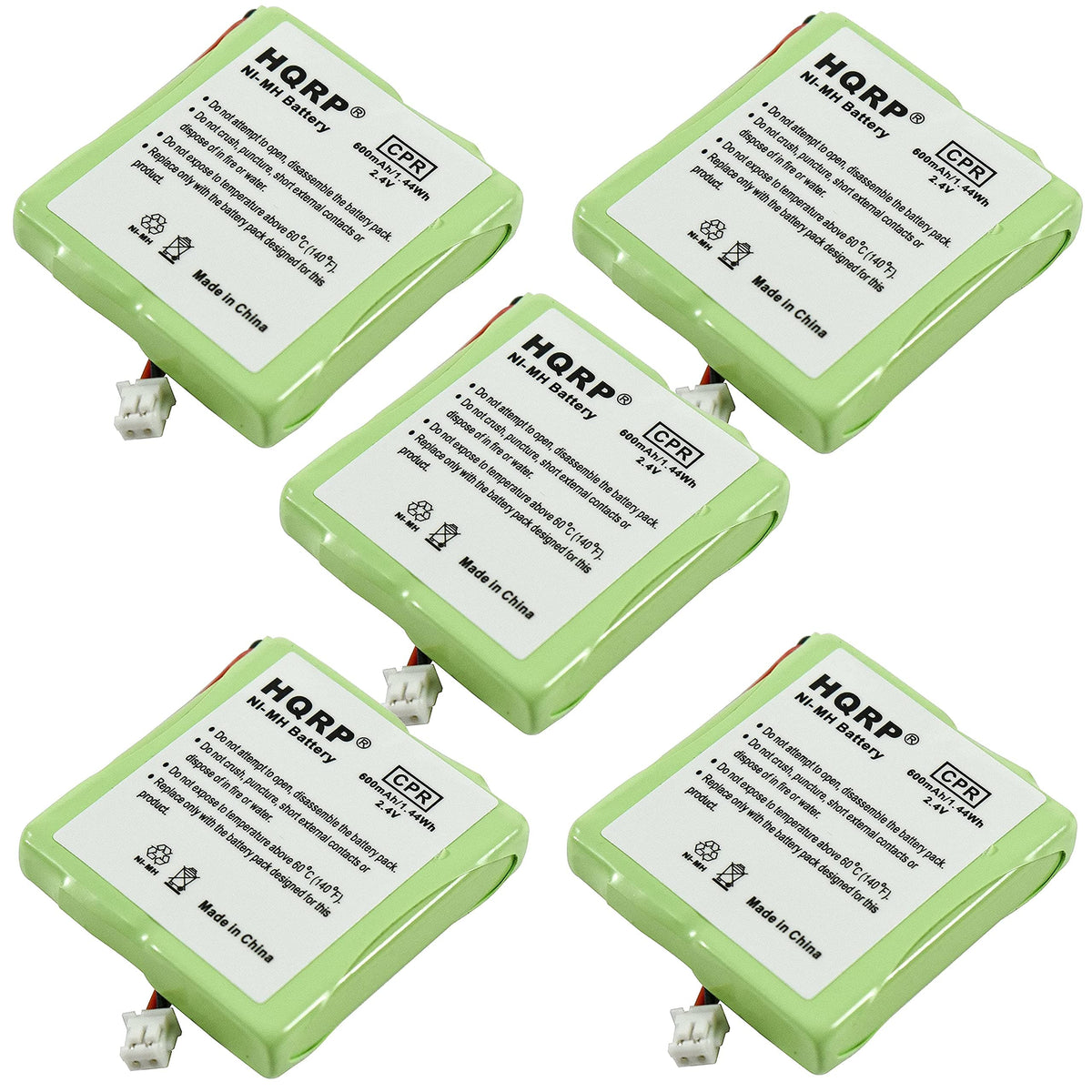 HQRP - 5-Pack 2.4 V 600 mAh NiMH Cordless Phone Battery for Fritz!FON DECT MT-D, Bittel HWD9888TSD
