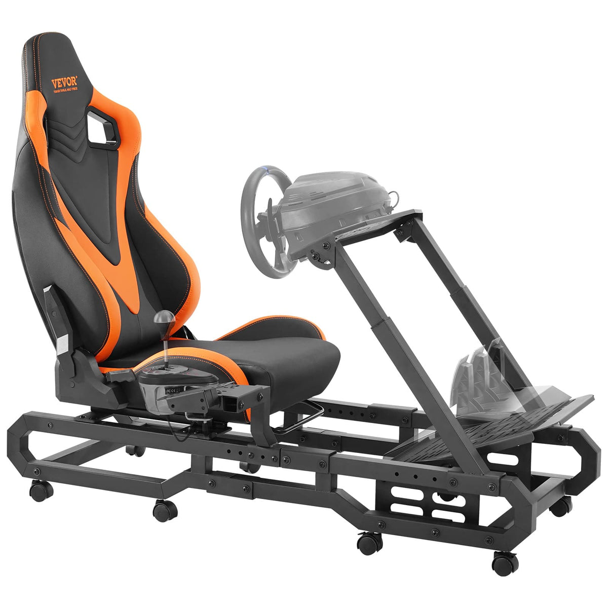 VEVOR - Racing Wheel Stand with Wheels For Logitech G923/G920/G29, Heavy Duty Steel Driving Simulator Cockpit-Thrustmaster T248P - Black