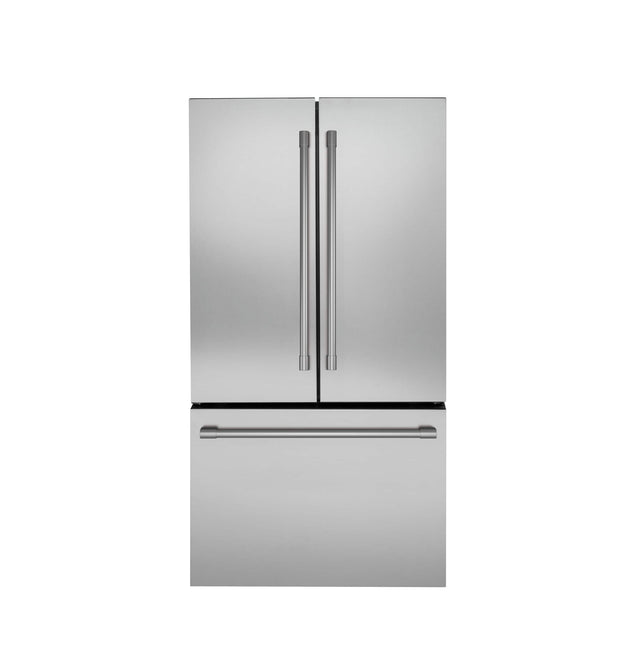 Front. Monogram - 36 in. Wide 23.1 Cu. Ft. French Door Counter-Depth Smart Refrigerator with Showcase LED Lighting - Stainless Steel.