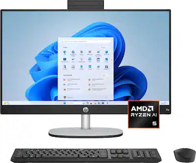 HP - Copilot+ PC - 24" Full HD Touch-Screen All-in-One w/ Adjustable Height - AMD Ryzen AI 5 340 2025 - 16GB DDR5 - 512GB SSD