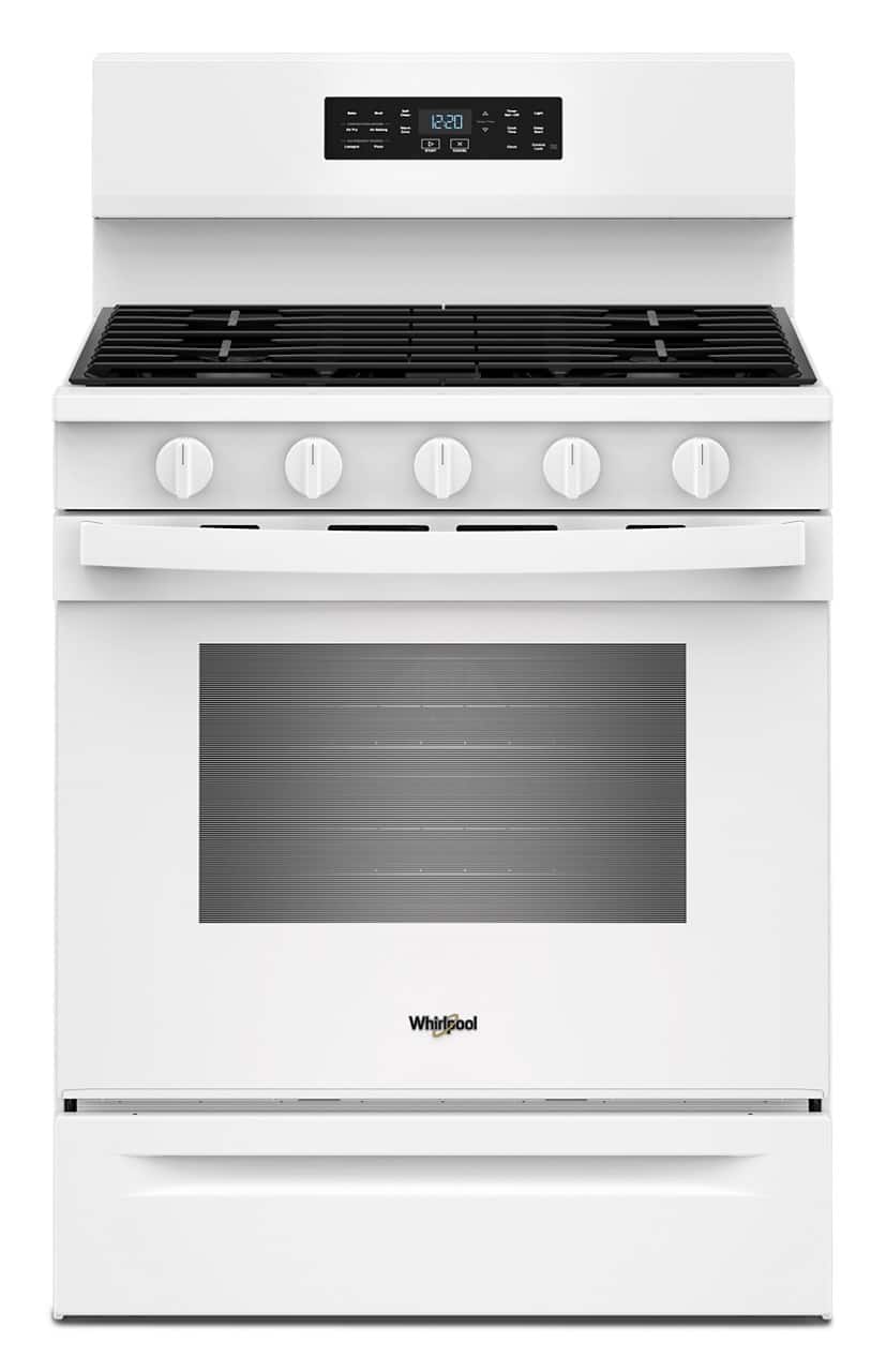 Whirlpool - 30 in. Wide 5 burners 5.0 cu. ft. Freestanding Gas Range with Air Cooking Technology - White