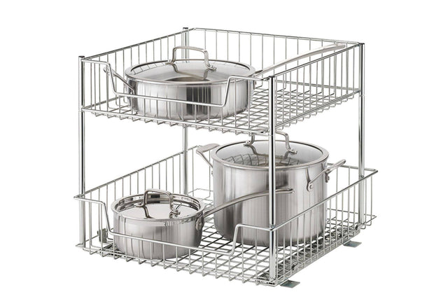 Front. TRINITY - 2-Tier Large Sliding Drawer Chrome - Chrome.