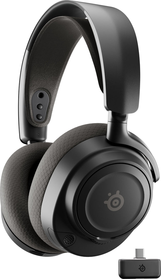 Front. SteelSeries - Arctis Nova 7 Gen 2 Wireless Over-The-Ear Multi Gaming Headset with 2.4GHz/Bluetooth for PC, PS5, Switch, and Switch 2 - Black.