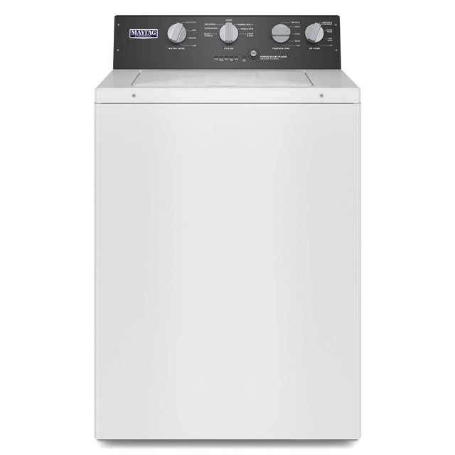 Front. Maytag - 3.5 Cu. Ft. High Efficiency Top Load Washer Commercial Grade with Dual Action Agitator - White.