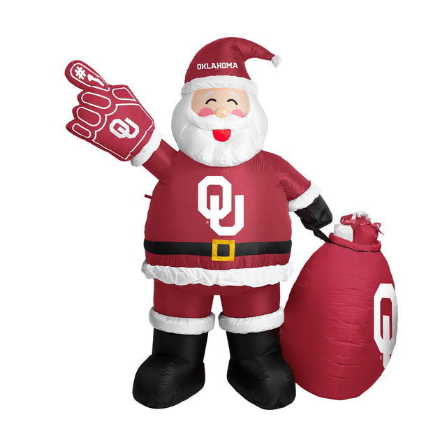 Front. Logo Brands - Oklahoma Sooners 7' Inflatable Santa - Multicolor.