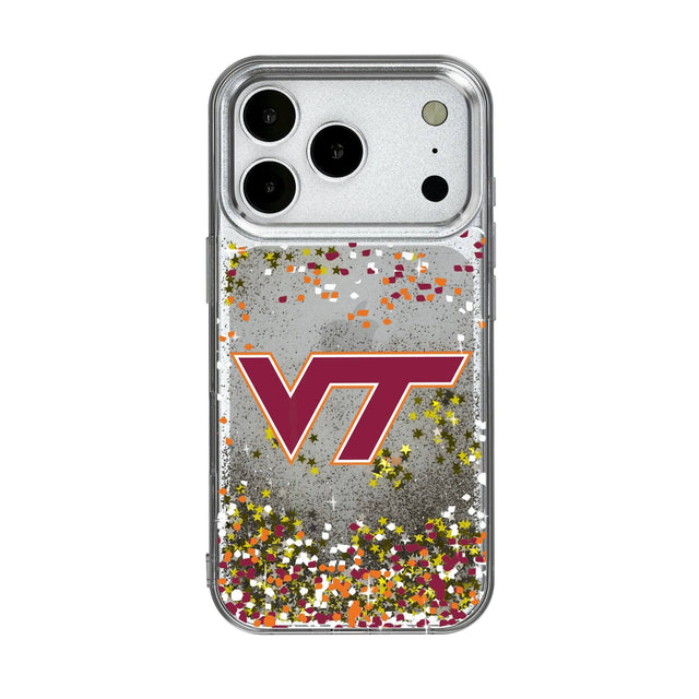 Front. Keyscaper - Virginia Tech Hokies iPhone Glitter Confetti Design Case - 16 Pro - Multicolor.