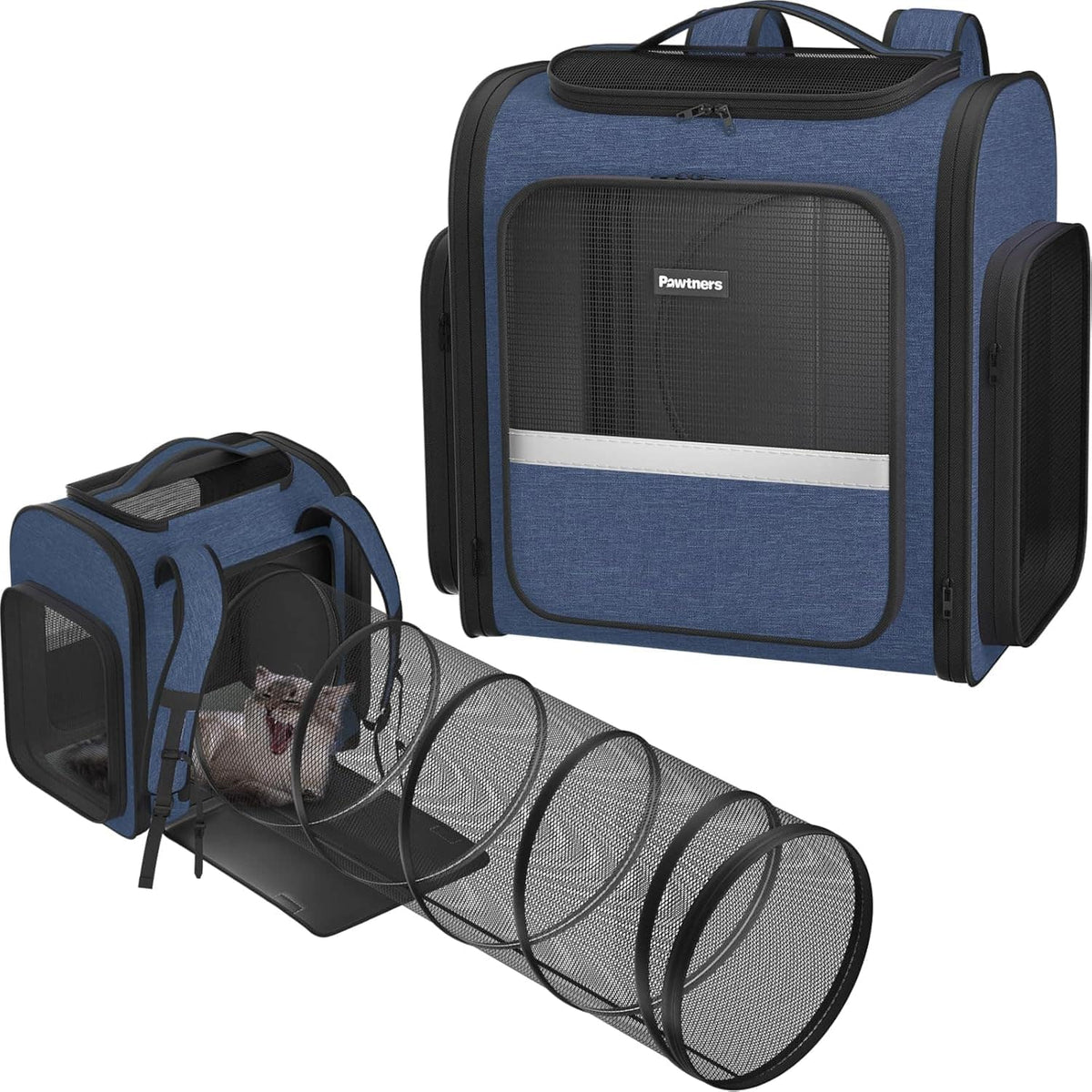 Pawtners - Expandable Cat & Small Dog Carrier Backpack with Mesh