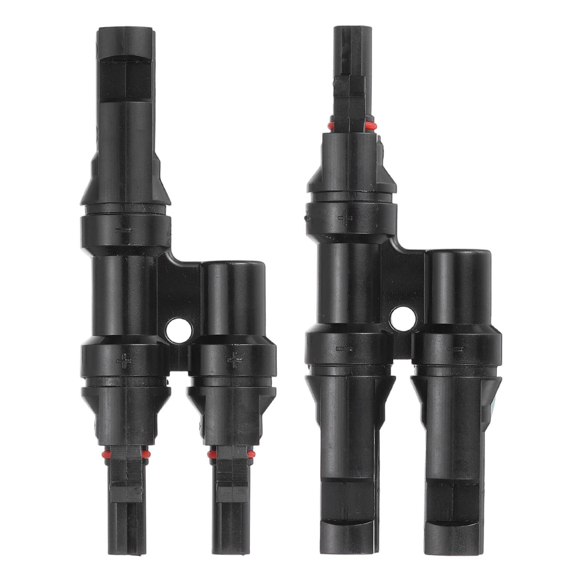 Unique Bargains - A Pair T-Shaped Branch Connector 1 to 2 Male/Female for Solar Panel Parallel Connection - Black