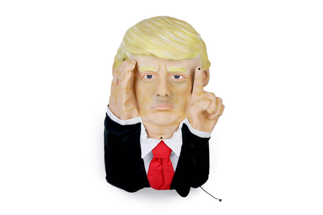 Front. Scary Peepers - Scary Peeper Tapping President Donald Trump Halloween Decoration | 16.5 Inches - Beige.