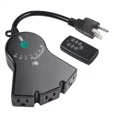 BN-LINK - Dusk-to-Dawn Outdoor Light Sensor Timer, Remote, 3 Outlets, Waterproof, 15A, 100ft Range, ETL