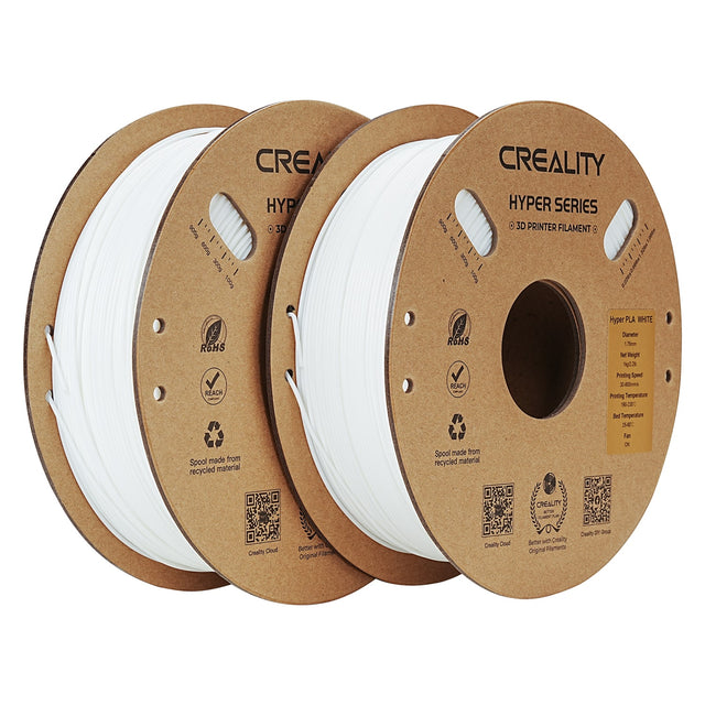Front. Creality - 1.75 mm Hyper PLA Filament for High-Speed Printing, 2-Pack, 4.4 lbs/2kg - White.