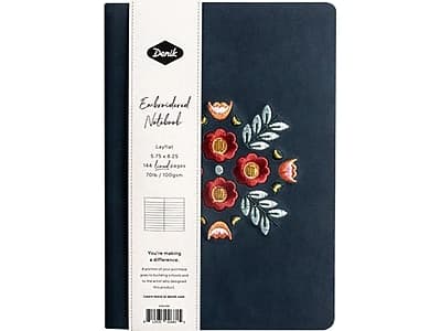 Denik  
Embroidered Notebook  
Layflat  
5.75" x 8.25"  
200 pages / 100gsm  

You're making a difference.  
Every time you choose to buy a notebook, you're supporting the artists and communities that make them.  
Learn more at denik.com  

You're making a difference.  
Every time you choose to buy a notebook, you're supporting the artists and communities that make them.  
Learn more at denik.com