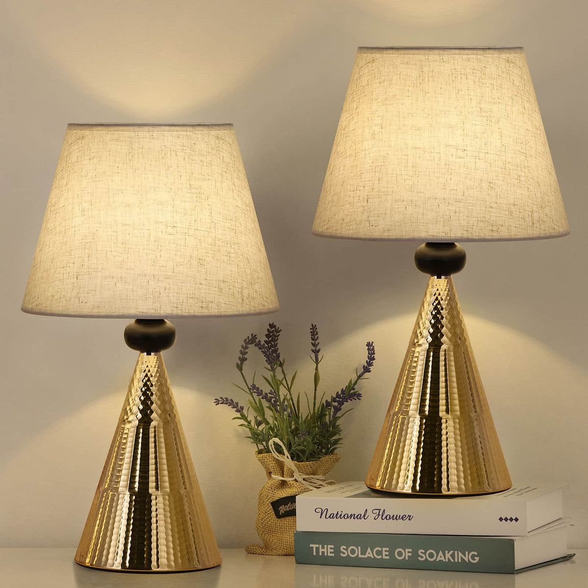 Oumilen - Set of 2 Modern Nightstand Lamp Table Lights Bedside Lamps for Bedroom