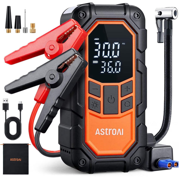 AstroAI - 2000A Jump Starter & Air Compressor, 160PSI Auto-Shutoff Tire Inflator, 12V for 6.0L Gas/3.0L Diesel