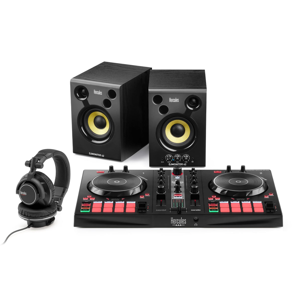 Hercules - DJ Essentials Kit – All-in-One Kit to Learn to DJ – Software and Tutorials Included - Black