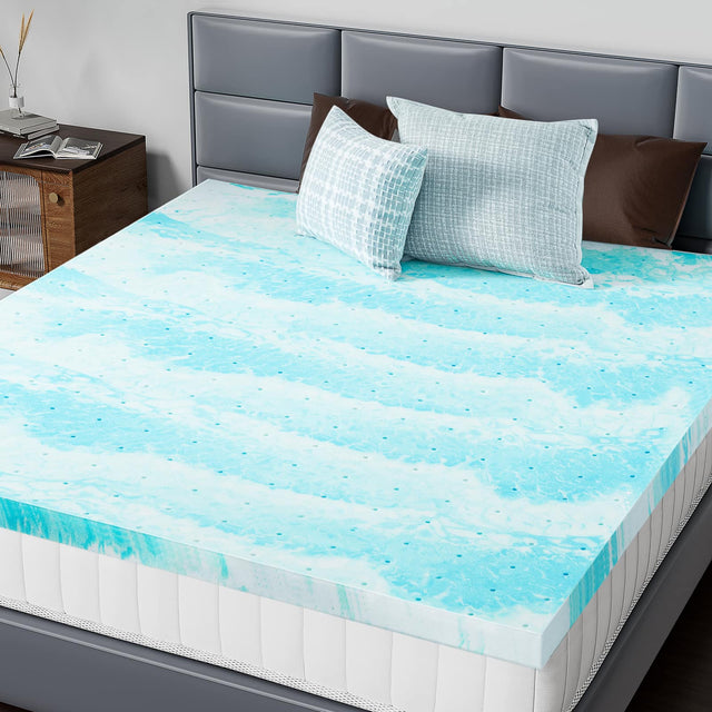Front. Anysun - 3" Twin Cooling Gel Swirl Memory Foam Bed Topper for Back Pain Relief. - Blue.