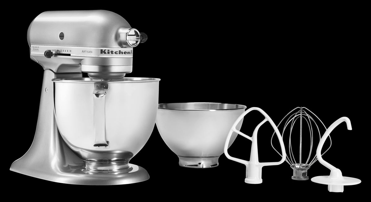 KitchenAid - Value Bundle Artisan Series 5 Quart Tilt-Head Stand Mixer with - Contour Silver