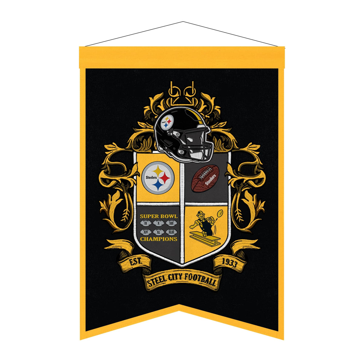 Sporticulture - Pittsburgh Steelers 15" x 22" Crest Banner - Multicolor