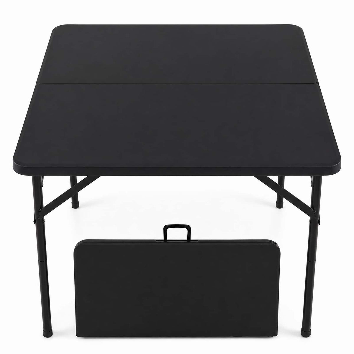 Costway - 34" Folding Table with Carrying Handle, Plastic Table - Black