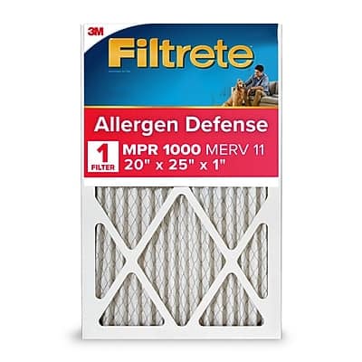 3M Filtrete Allergen Defense  
1 MPR 1000 MERV 11  
20" x 25" x 1" FILTER