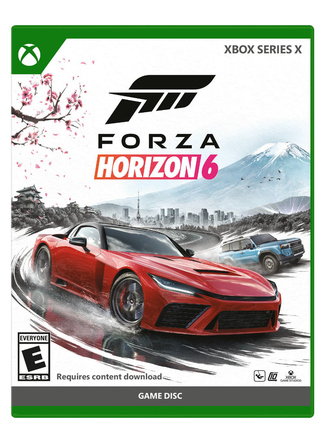 XBOX SERIES X  
FORZA HORIZON 6  
EVERYONE E ESRB  
Requires content download  
GAME DISC  

XBOX GAME STUDIOS