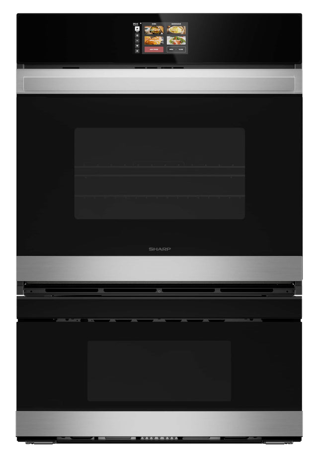 Front. Sharp - 30 In Smart Convection Wall Oven and Microwave Drawer Combination for Single Cutout with Alexa Compatibility (SWB3085HS) - Stainless Steel.