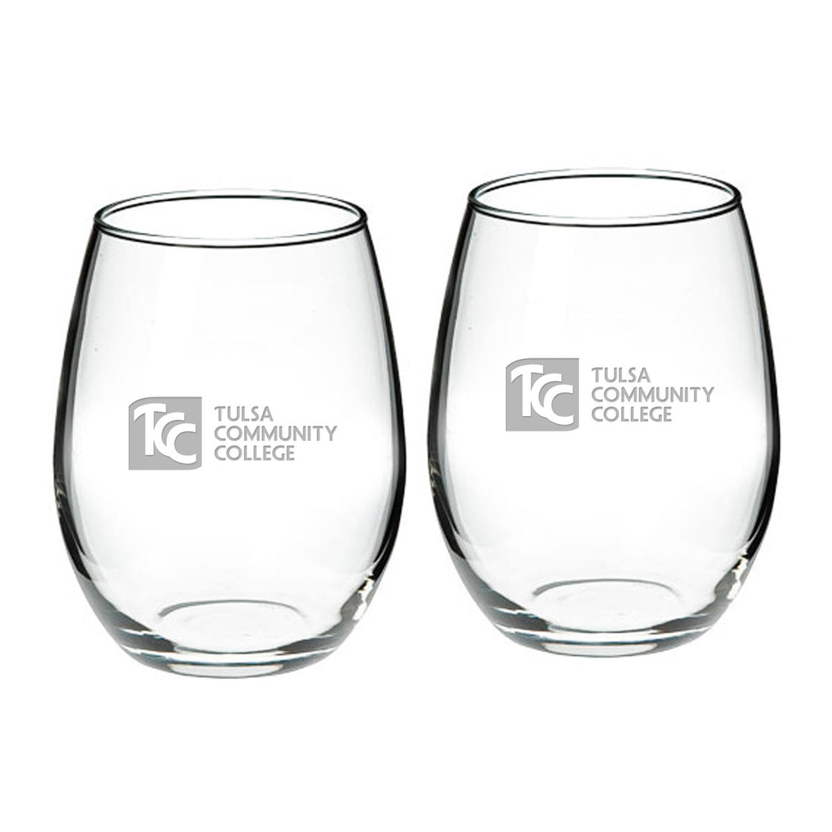 Jardine - Tulsa Community College 21oz. 2-Piece Stemless Wine Glass Set - Multicolor