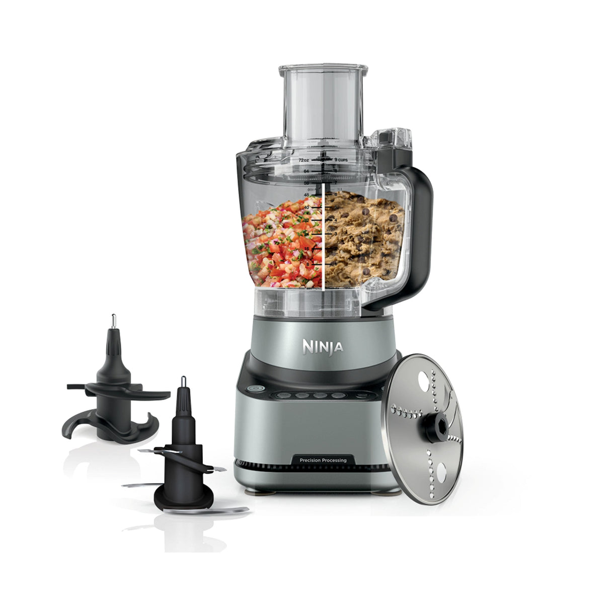 Ninja - PrecisionPro 9-Cup, 1000-Peak-Watt Food Processor for Chopping, Slicing, Shredding, Mixing - Silver
