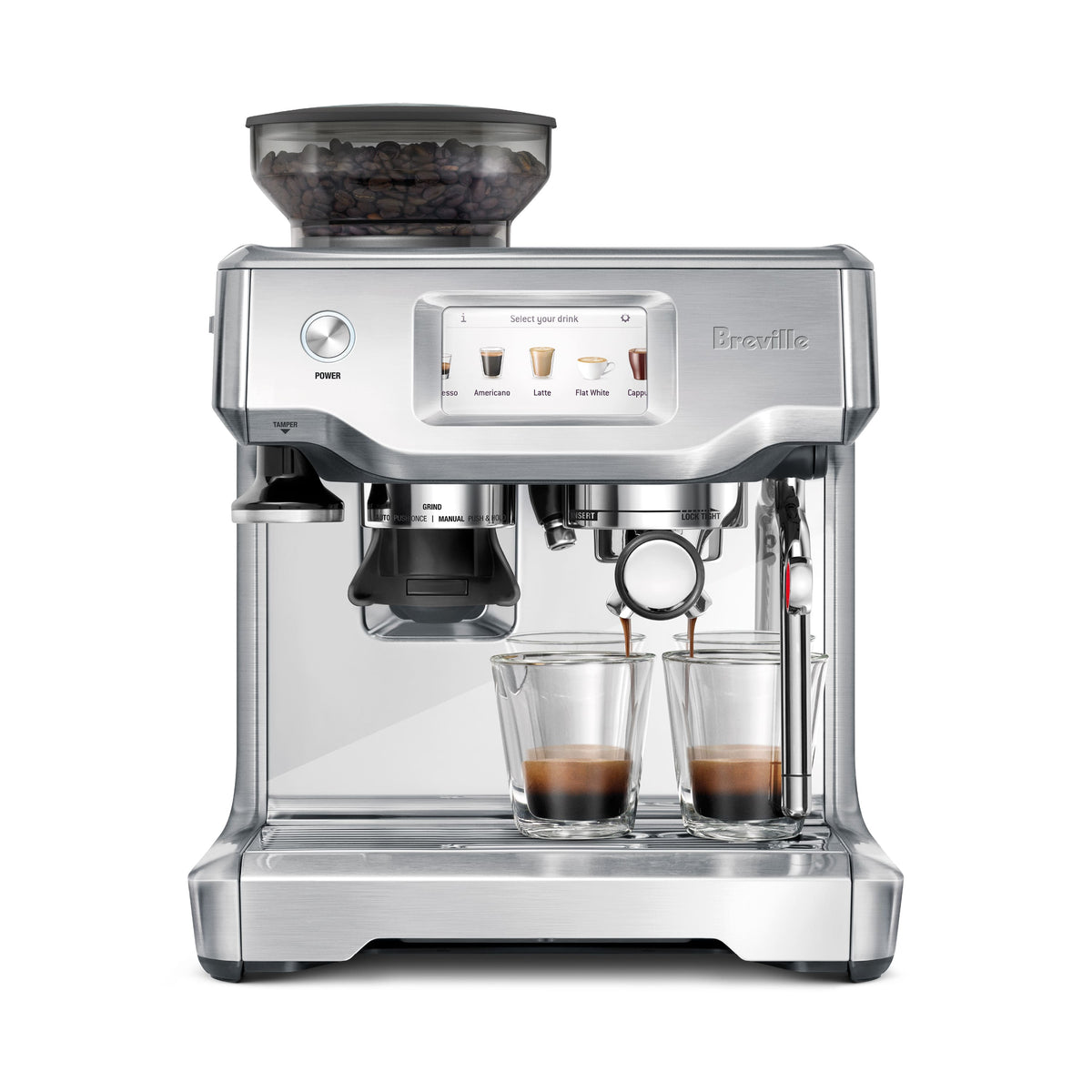 Breville - the Barista Touch Espresso Machine with 9 bars of pressure, Milk Frother and integrated grinder - Stainless Steel