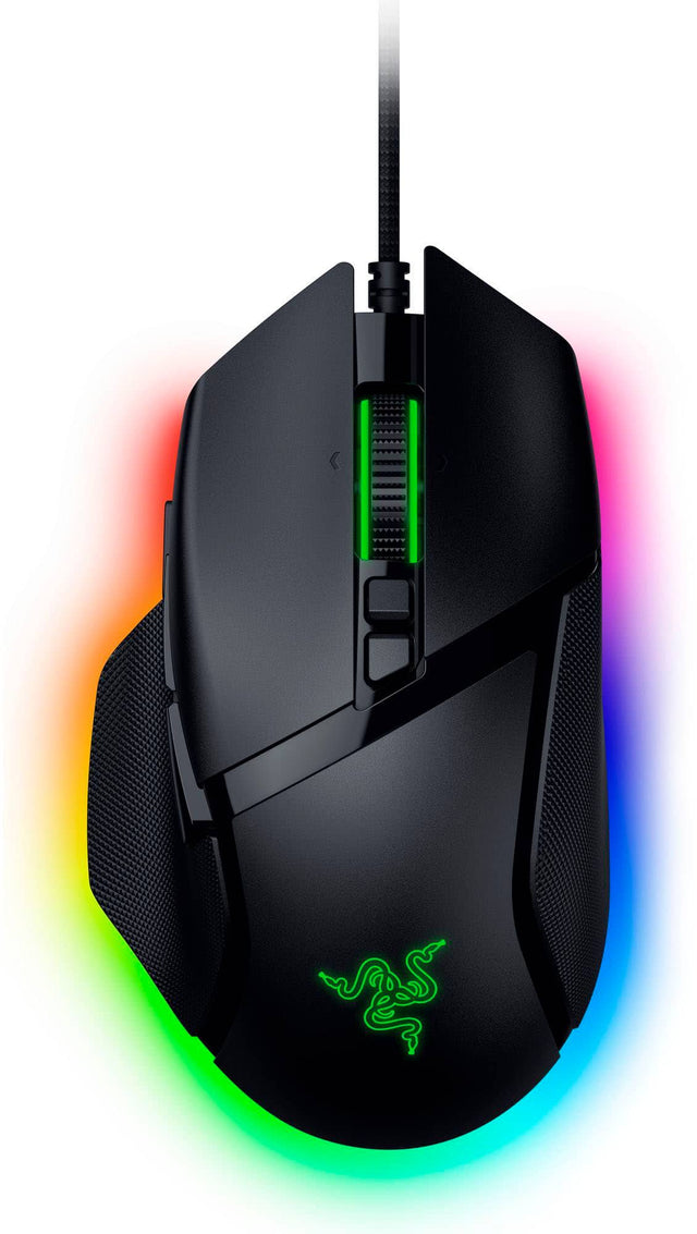 Front. Razer - Basilisk V3 35K Optical Gaming Mouse with HyperScroll Tilt Wheel - Black.