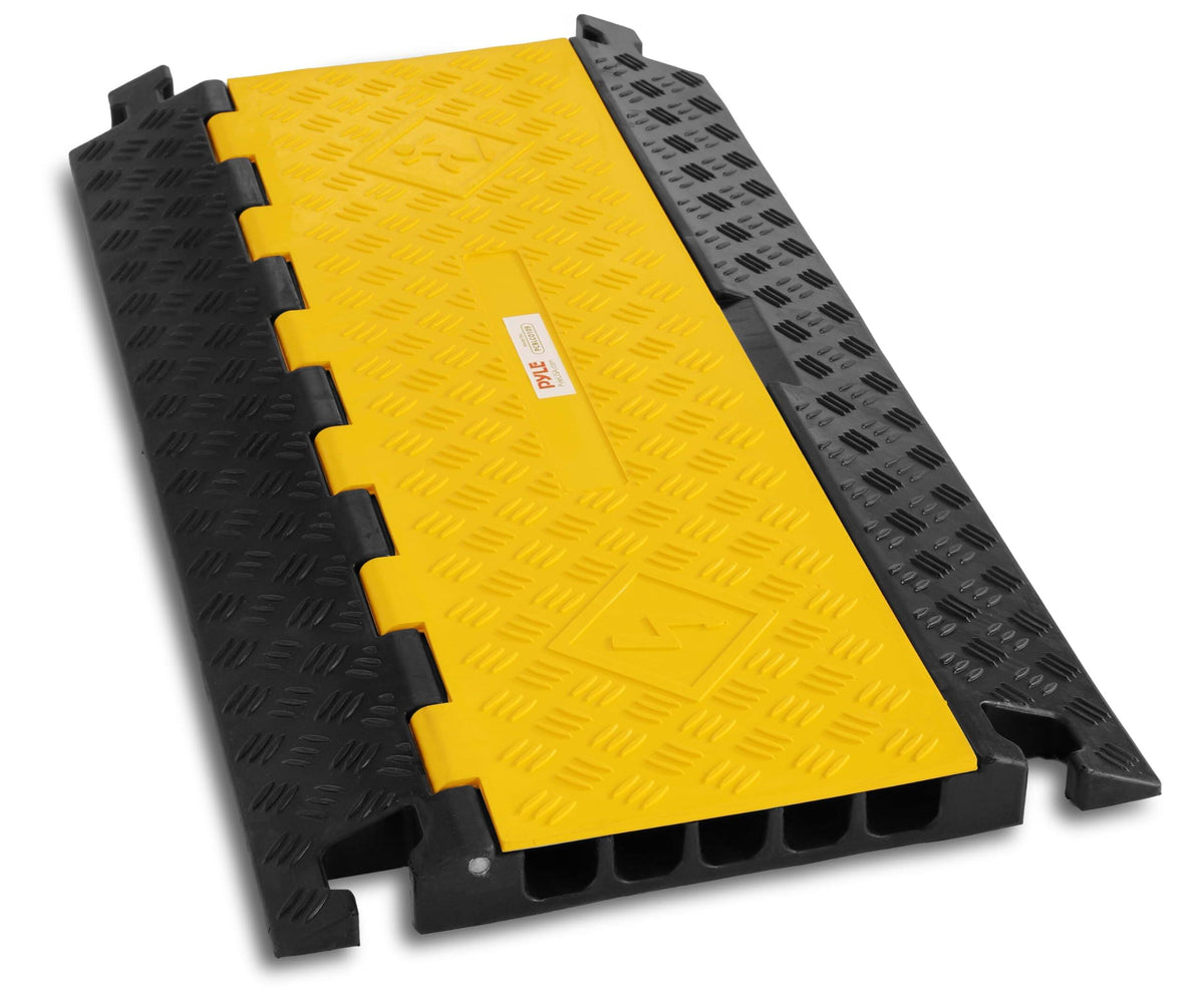 Pyle - Durable Cable Protective Ramp Cover - Supports 33000lbs Five Channel Heavy Duty Cord Protection