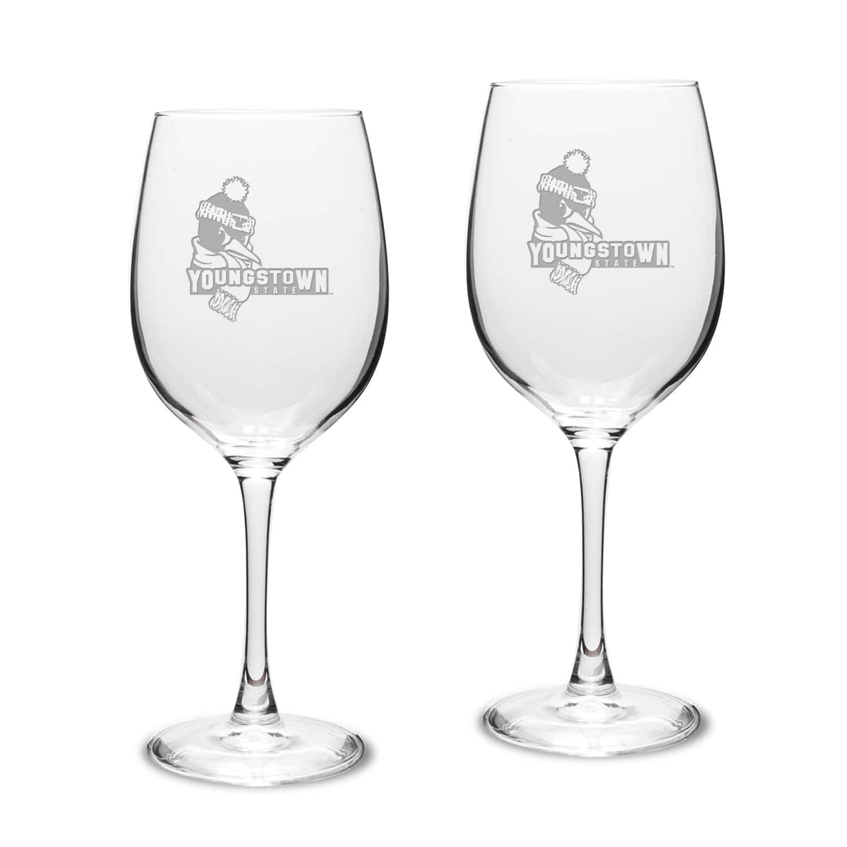 Jardine - Youngstown State Penguins 16oz. 2-Piece Traditional White Wine Glass Set - Multicolor