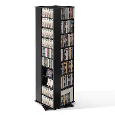 VEVOR - Media Storage Cabinet, CD Rack Tower, 34 Compartments Rotating Media Tower Rack for CDs, DVDs, Books and Game Discs