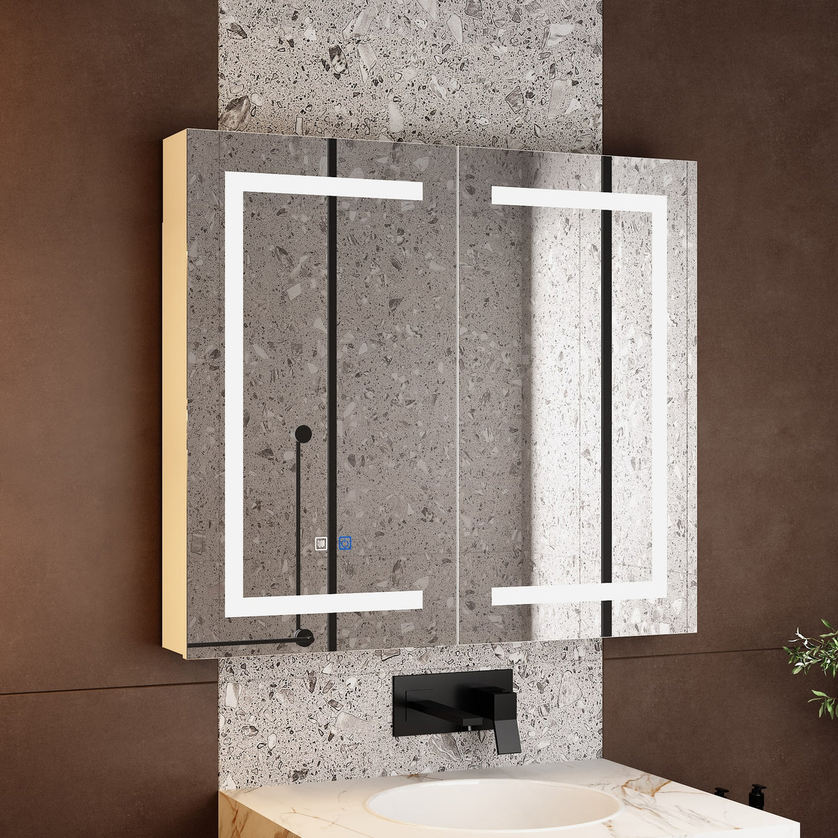 Famapy - Smart Bathroom Mirror Cabinet with LED Lighting, Anti-Fog, Hidden Storage & Modern Vanity Design - White