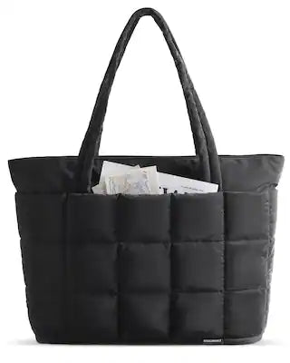 Bagsmart - Expandable Quilted Puffer Work Tote & Travel Bag, Waterproof Carry-On Luggage for Gym, College, and Daily Commute