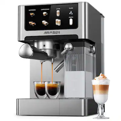 AIRMSEN - 20 Bar Espresso Machine with Automatic Milk Frother, Dual Boiler Cappuccino Latte Maker
