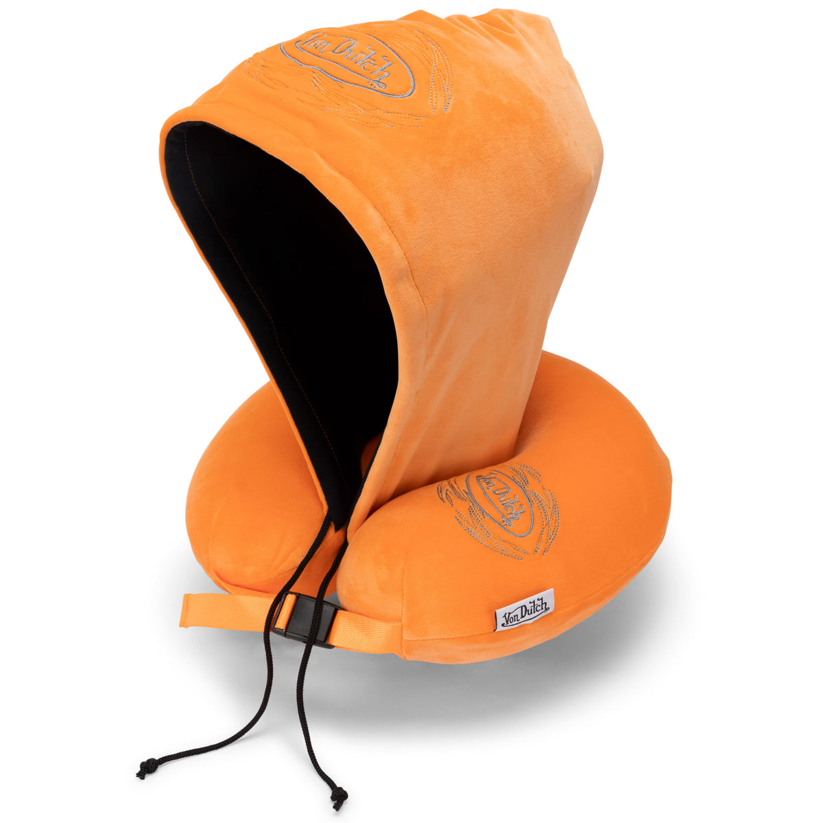 Von Dutch - Pinstripe Hooded Memory Foam Travel Neck Pillow - Orange