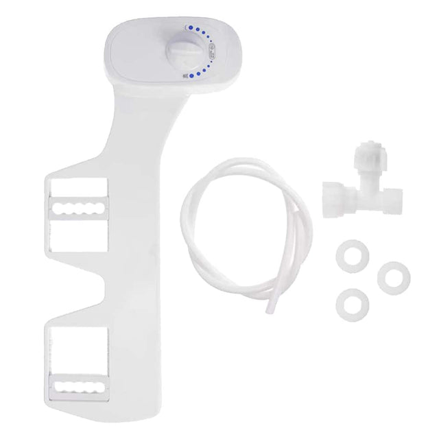 Front. Deco Essentials - Non-Electric Single Nozzle Toilet Seat Bidet for Standard 15/16" BIDET - White.