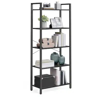 Songmics Home - 5-Tier Bookshelf, Bookcase with Steel Frame, Book Shelf for Living Room, Home Office, Study, 11.8 x 26 x 60.2 Inches